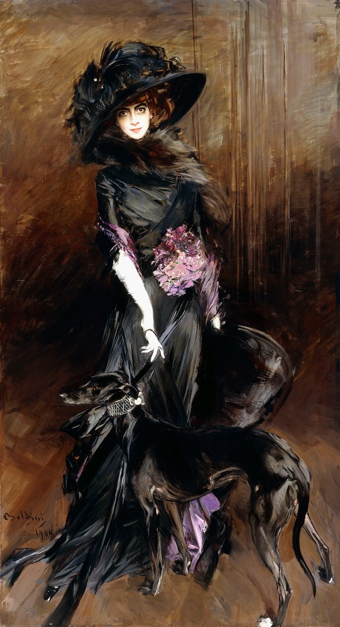 Marchesa Luisa Casatin muotokuva vinttikoiran kanssa, 1908 tekijältä Giovanni Boldini