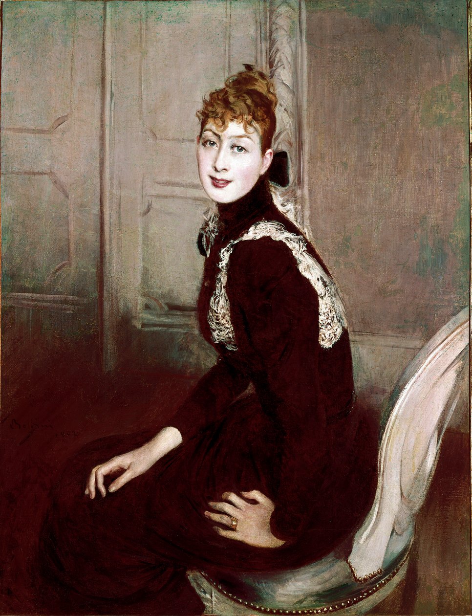 Marquise Franzonin muotokuva. Giovanni Boldinin (1842-1931) maalaus tekijältä Giovanni Boldini