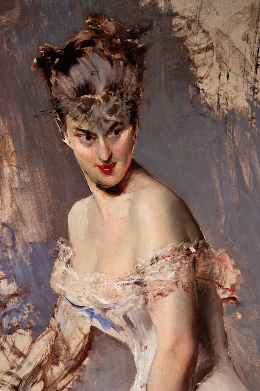 Näyttelijä Alice Regnaultin muotokuva, yksityiskohta tekijältä Giovanni Boldini