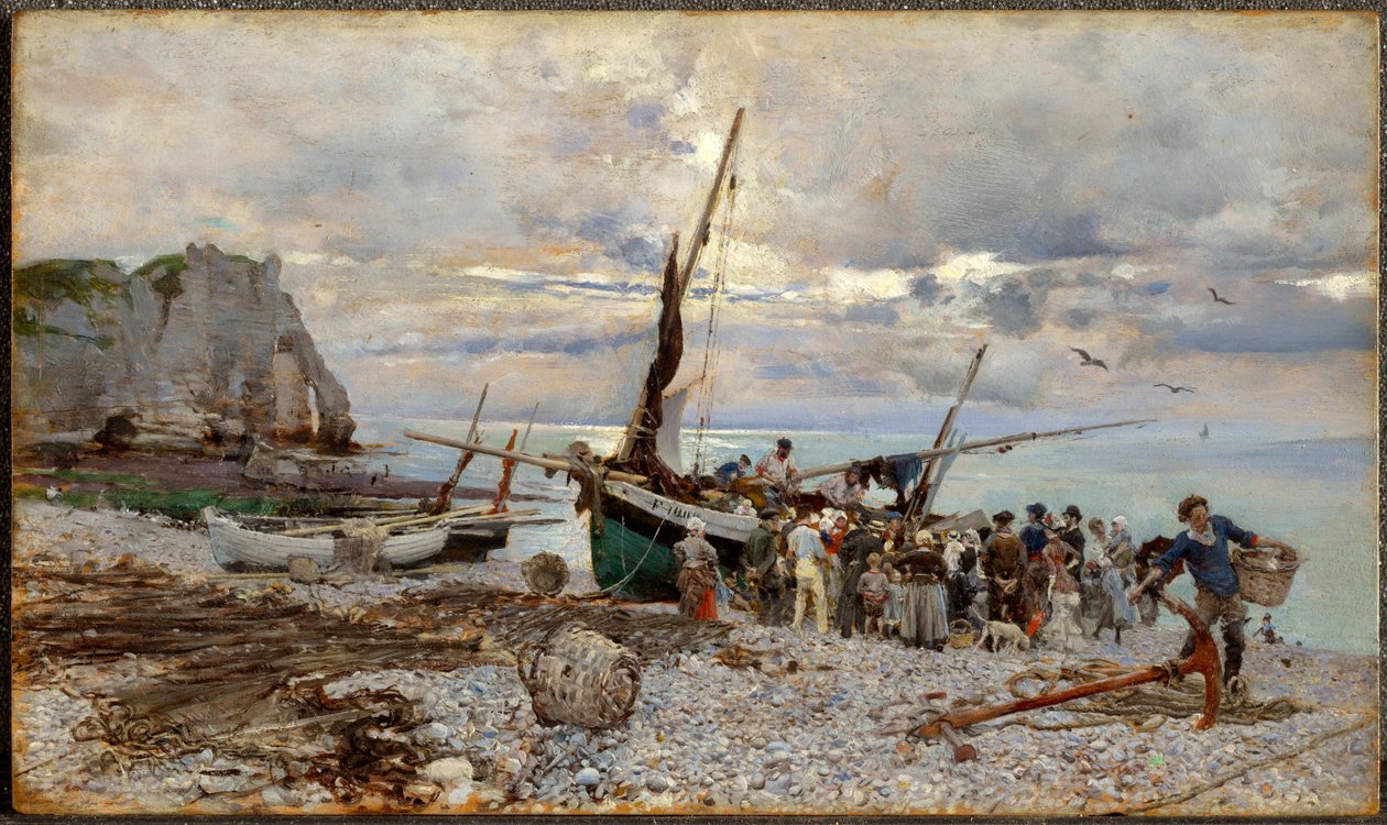 Kalastusveneiden paluu, Étretat tekijältä Giovanni Boldini