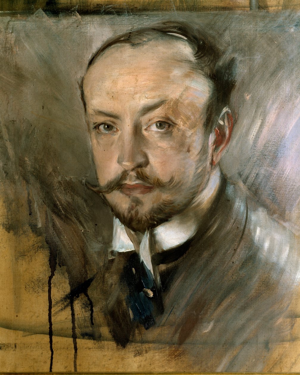 Opiskelu omakuvaa varten Montorsolissa. Giovanni Boldinin (1842-1931) maalaus 1892 su. 45x40 cm Firenze, Arte Modernan Galleria tekijältä Giovanni Boldini
