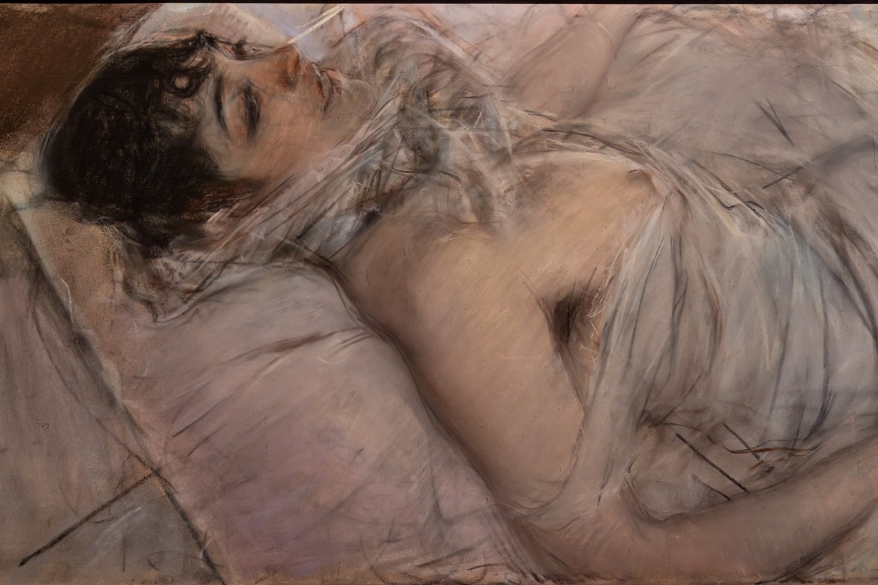 Kreivitär Rastyn makuuasennossa, yksityiskohta tekijältä Giovanni Boldini