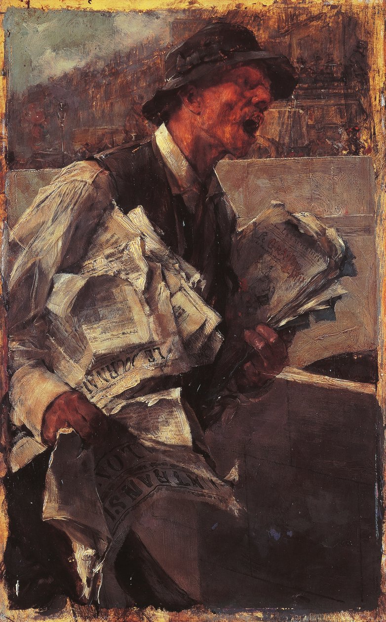 Pariisilainen sanomalehtipoika tai uutismyyjä tekijältä Giovanni Boldini