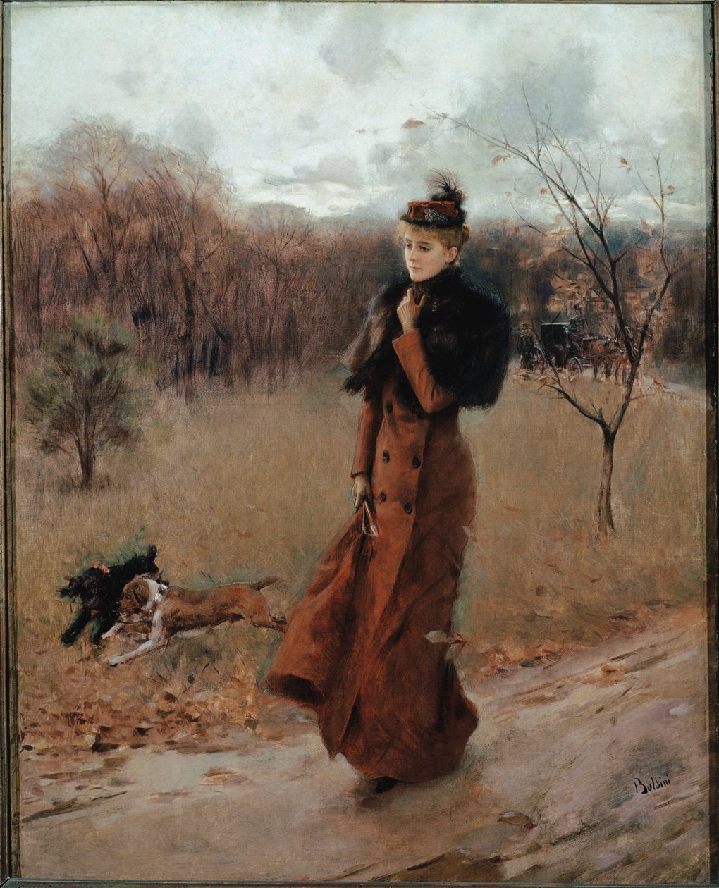 Kävele Napolin puistoon (öljy kankaalle) tekijältä Giovanni Boldini