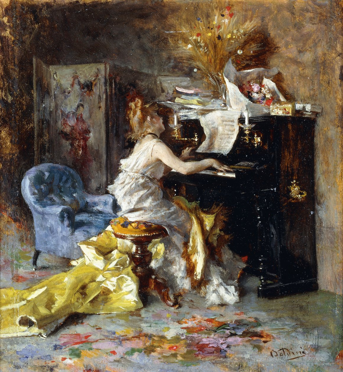 Nainen pianon ääressä, tekijältä Giovanni Boldini