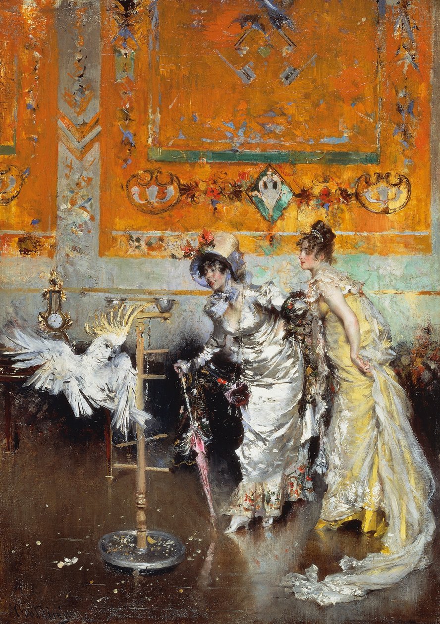 Naiset papukaijalla tekijältä Giovanni Boldini