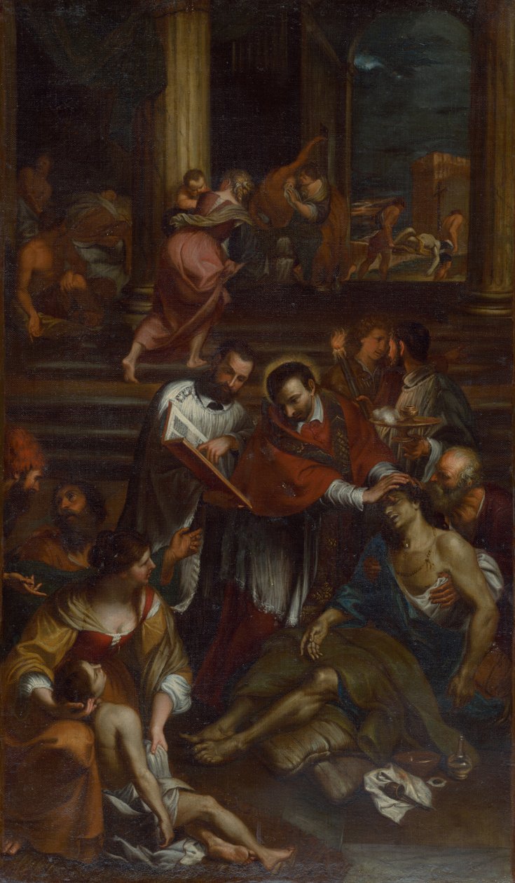 Pyhä Charles Borromeo ruton uhrien joukossa, 1600-luvun toinen puolisko. tekijältä Giovanni Bonatti