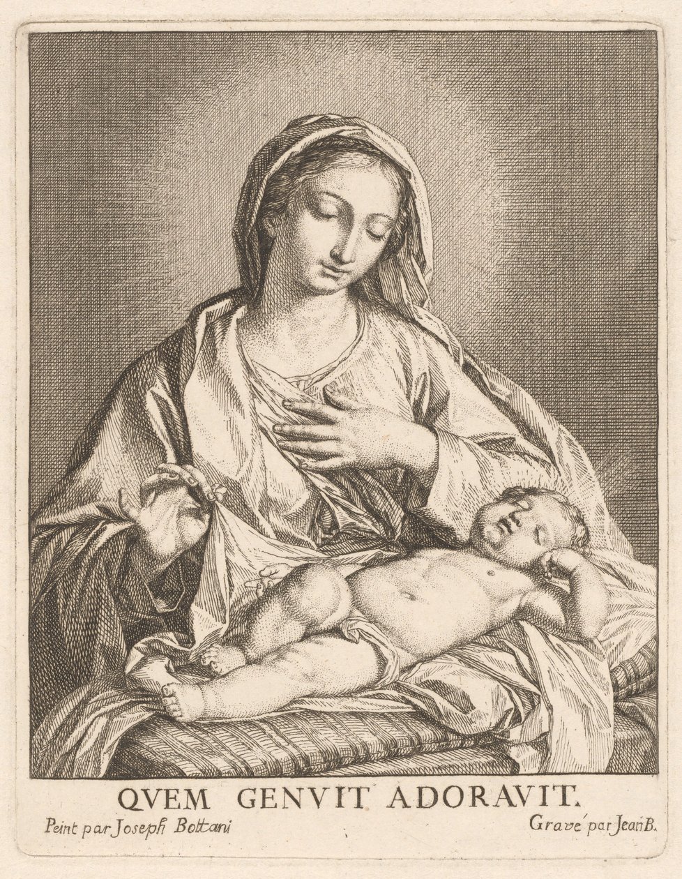 Neitsyt ja nukkuva lapsi tekijältä Giovanni Bottani, after Giuseppe Bottani
