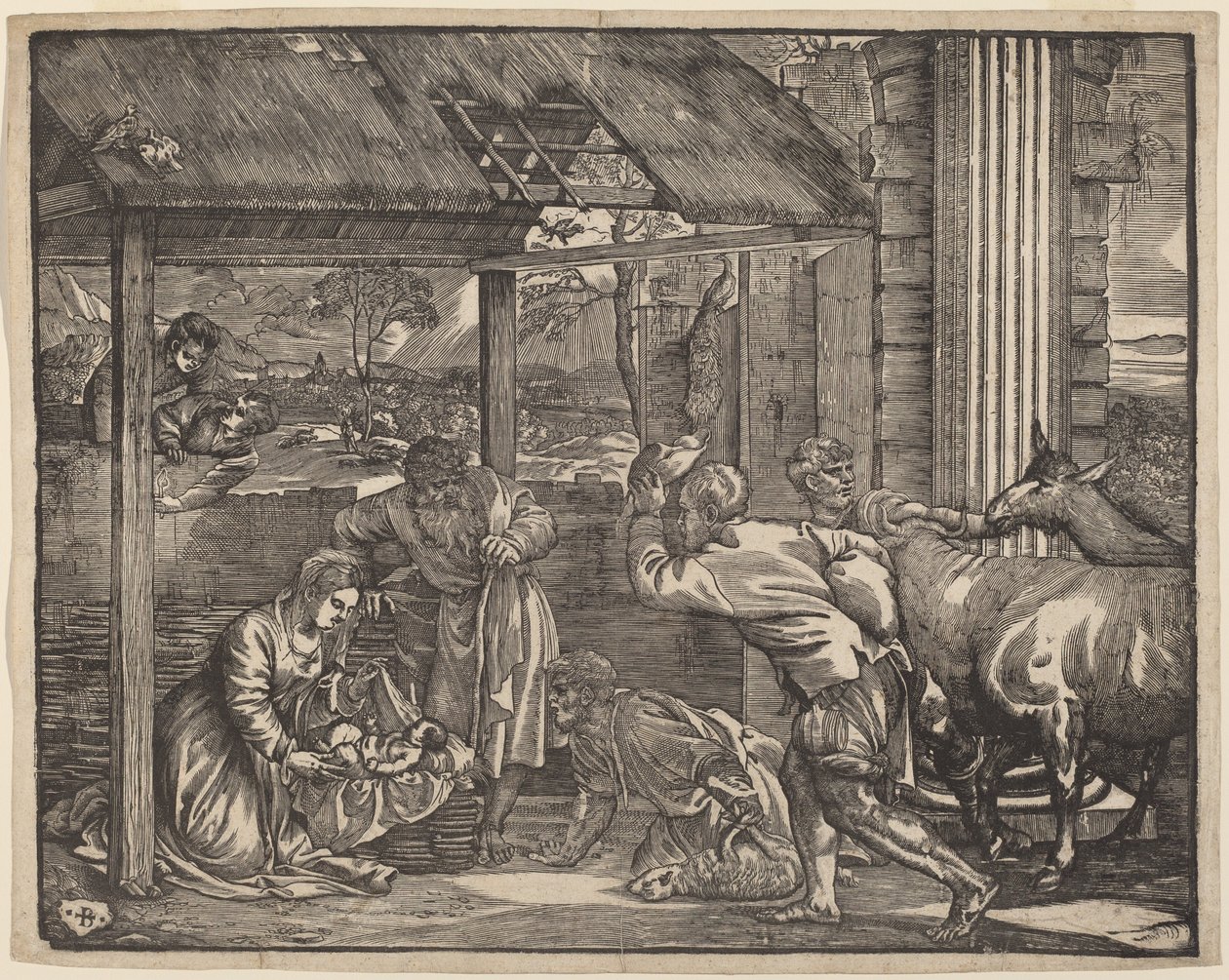 Paimenten palvonta tekijältä Giovanni Britto after Titian