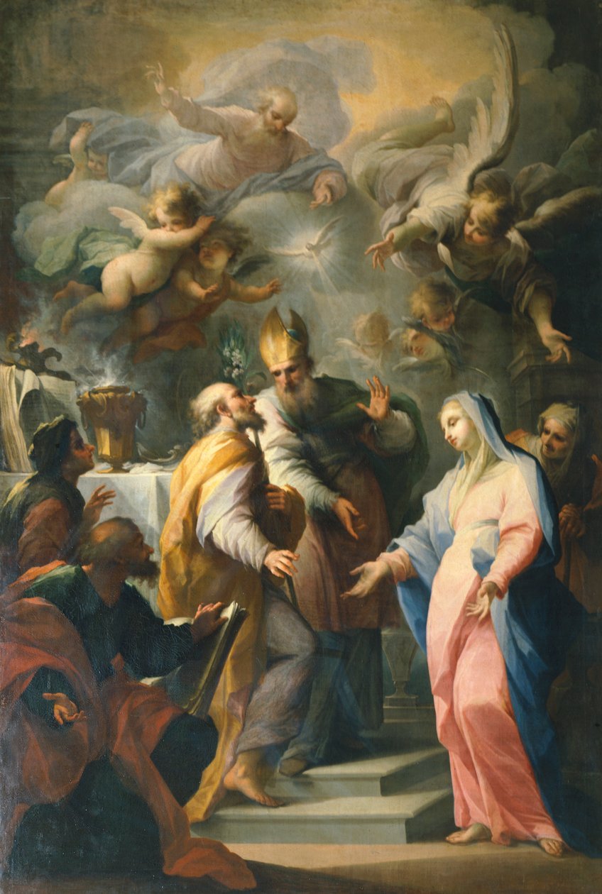 Neitsyt Marian häät, kirjoittanut Giovanni Camillo Sagrestani (1660-1731) Santo Spiriton kirkko, Firenze, Italia tekijältä Giovanni Camillo Sagrestani