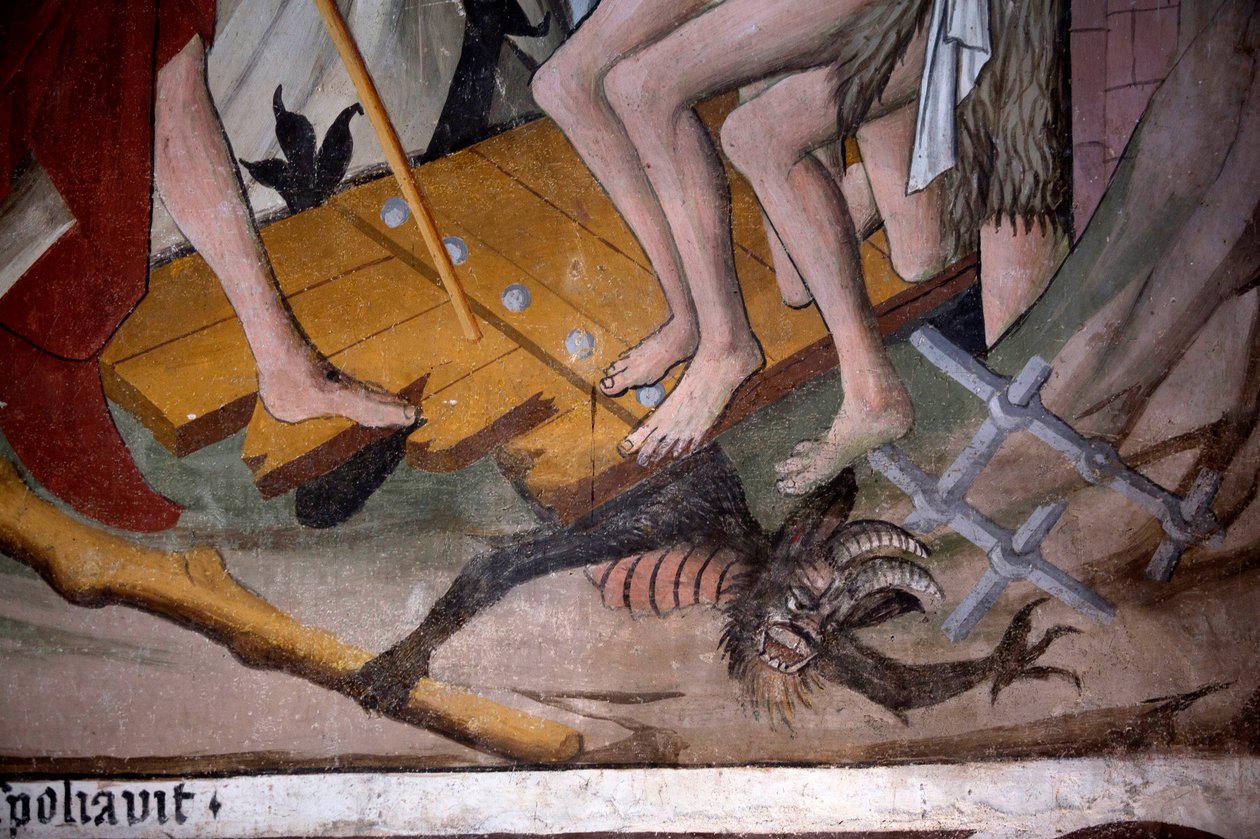 Laskeutuminen helvettiin, n.1492 (fresko) (3702448:n yksityiskohta) tekijältä Giovanni Canavesio