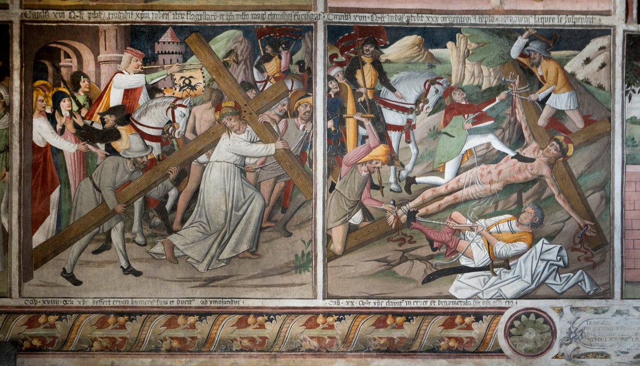 Kohtauksia Kristuksen kärsimyksestä, noin 1942 (fresko). tekijältä Giovanni Canavesio