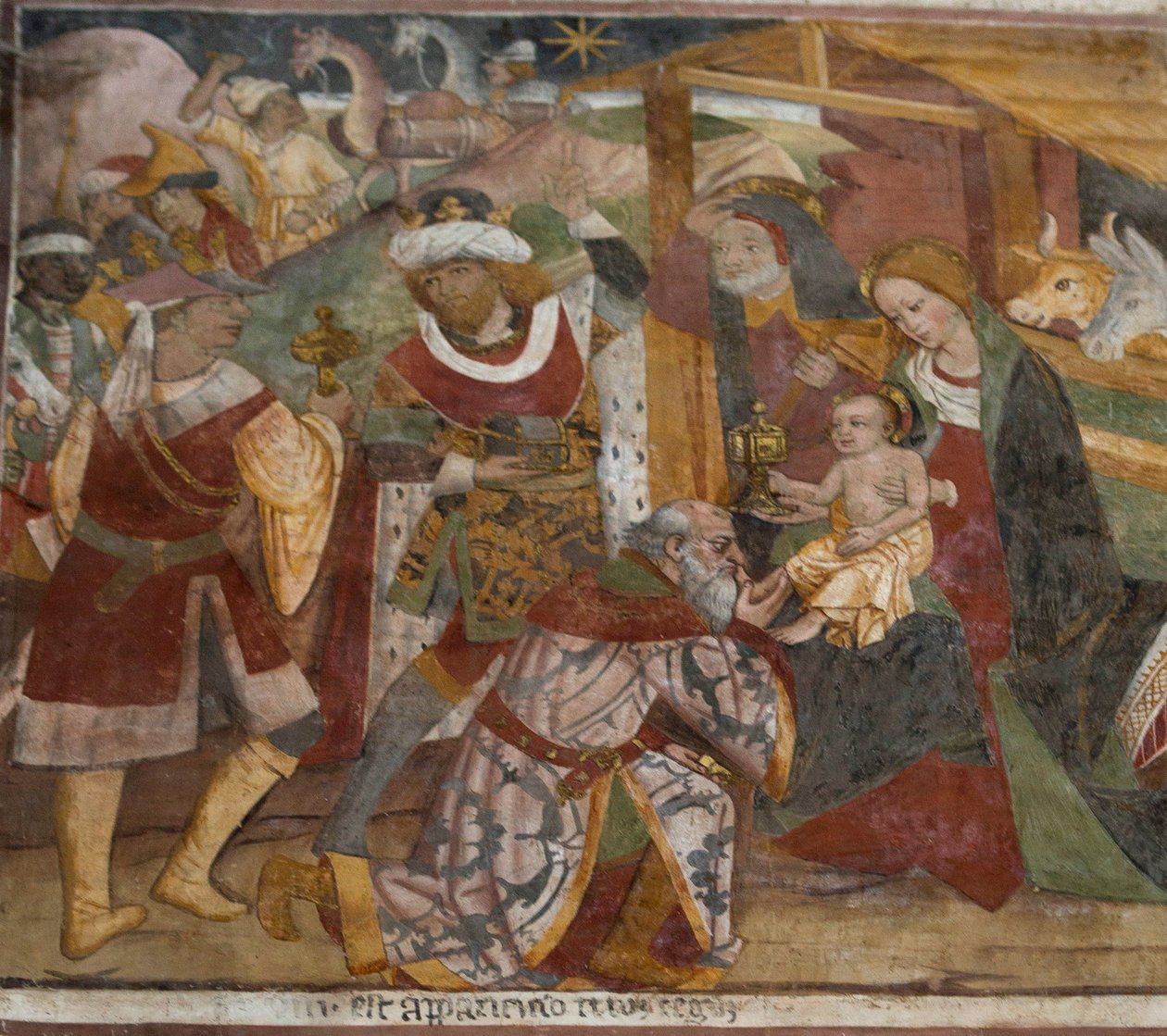 Kolmen kuninkaan palvonta, n. 1492 tekijältä Giovanni Canavesio