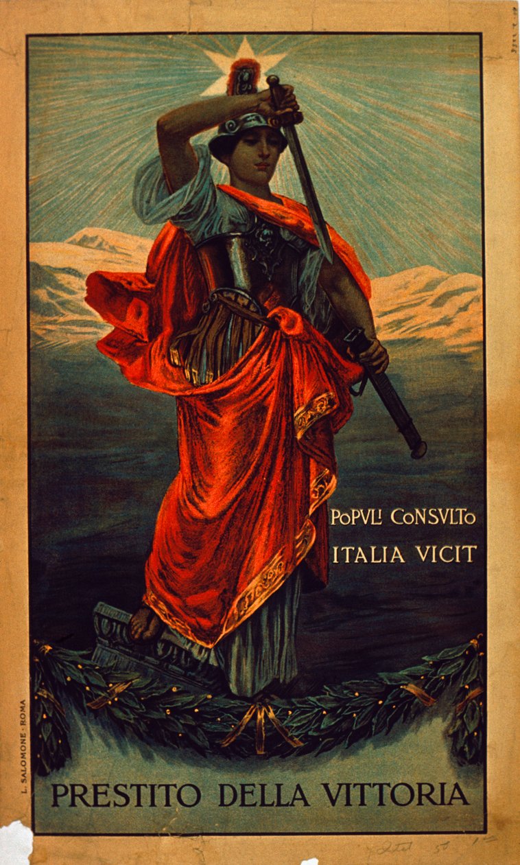 Italian sotilasjuliste, ensimmäinen maailmansota: Prestitio della Vittoria, Italian sotaobligaatioiden juliste tekijältä Giovanni Capranesi