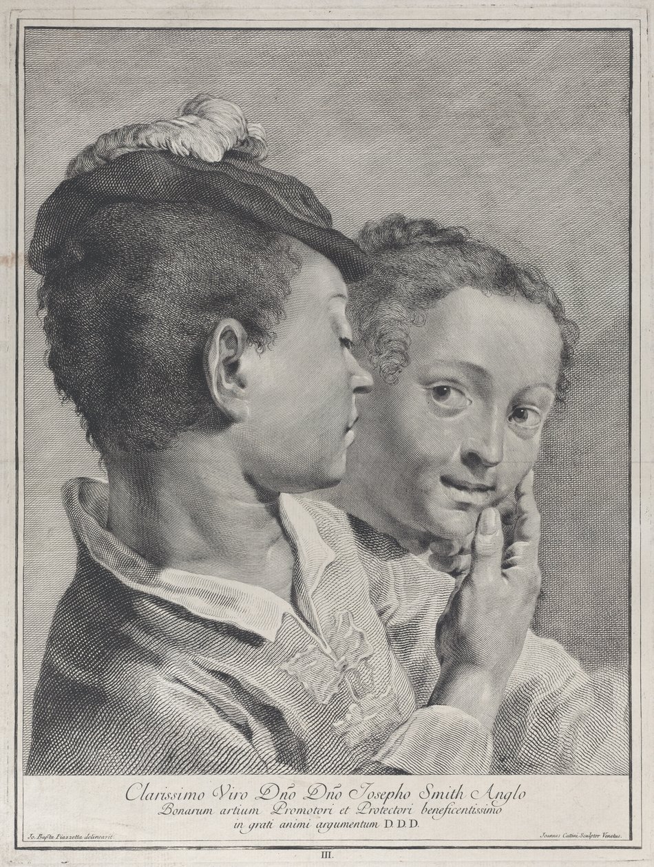 Poika hattu koskettaa tytön kasvoja, 1743. tekijältä Giovanni Cattini