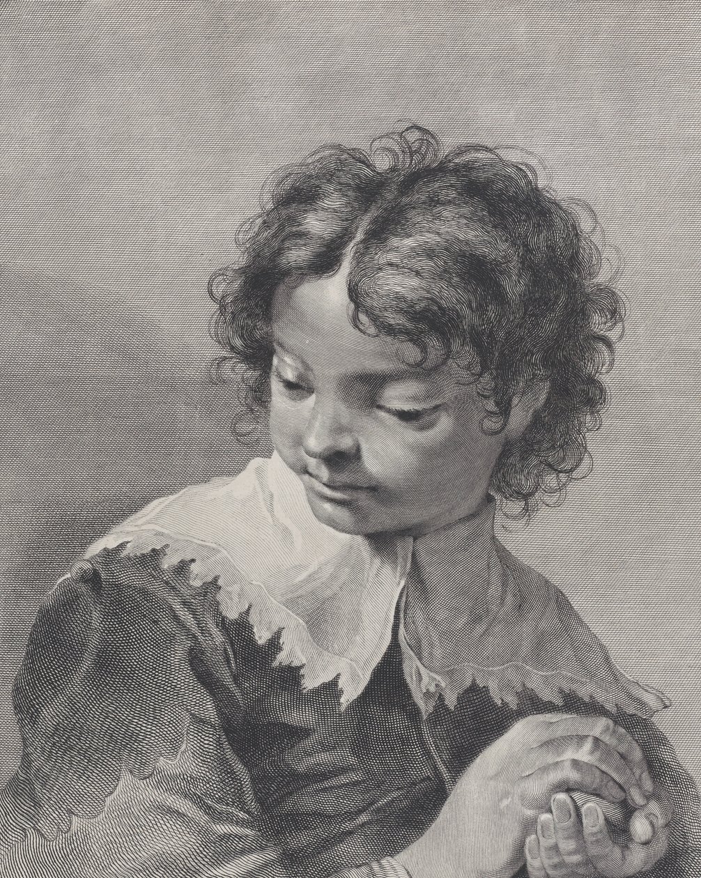 Poika pitsikauluksella hedelmää käsissään, 1743. tekijältä Giovanni Cattini