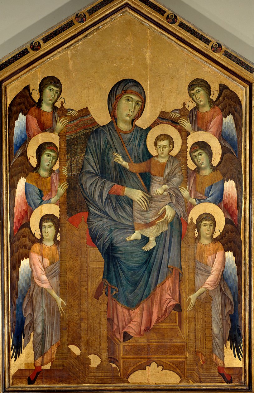 Neitsyt ja lapsi Majesticissa kuuden enkelin ympäröimänä. Gualtieri Giovanni dit Cimabuen maalaus (noin 1240-1302) tekijältä Giovanni Cimabue