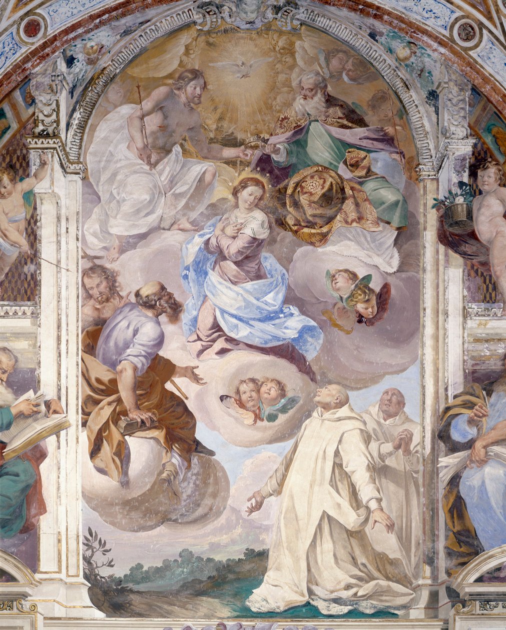 Italia, Lombardia, Pavia, Pavia Charterhouse (Certosa), Tarinat Jeesuksesta ja Mariasta, freskoyksityiskohta tekijältä Giovanni Cristoforo Storer