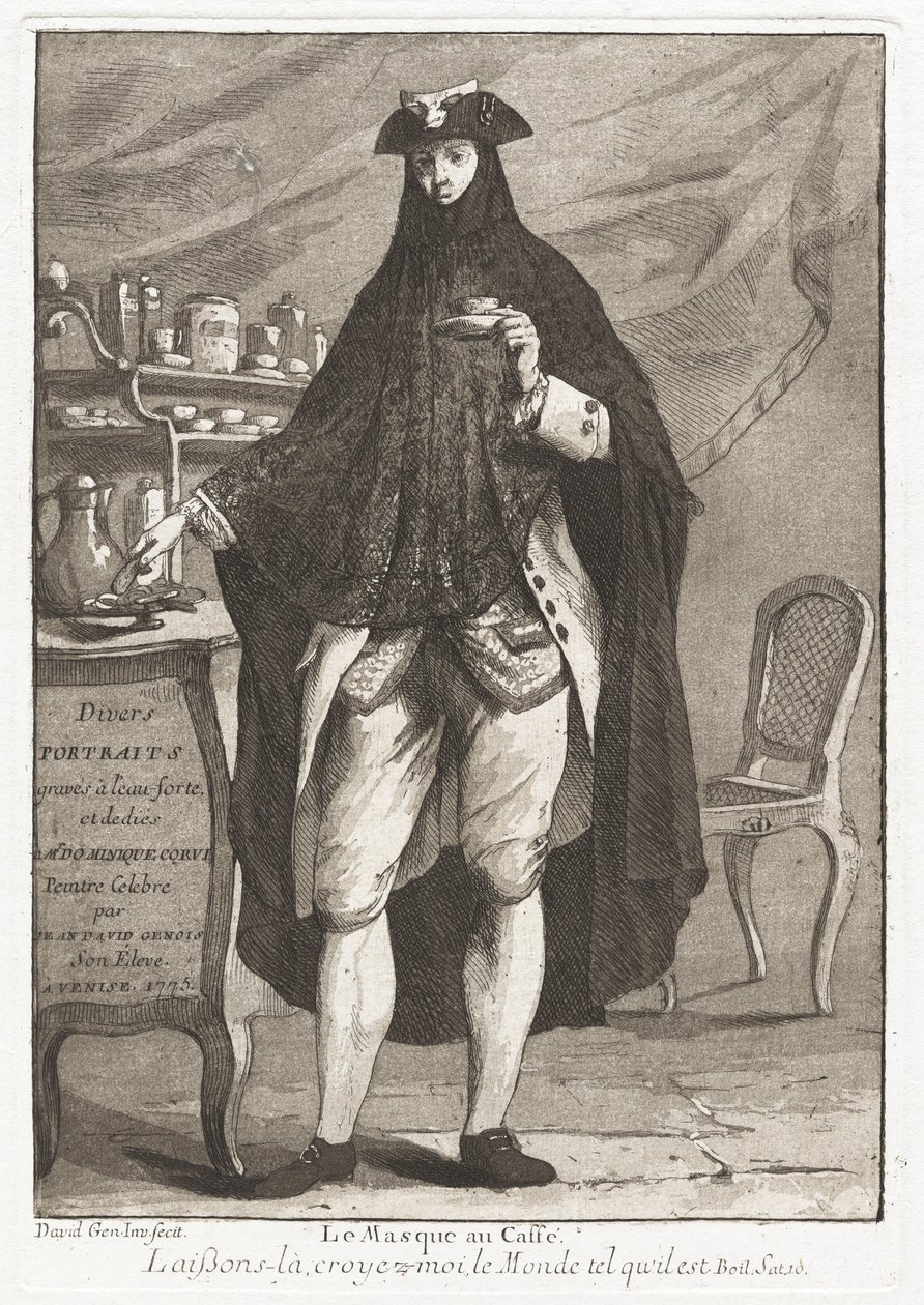 Le Masque au caffé (Naamioitu mies juo kahvia) tekijältä Giovanni David