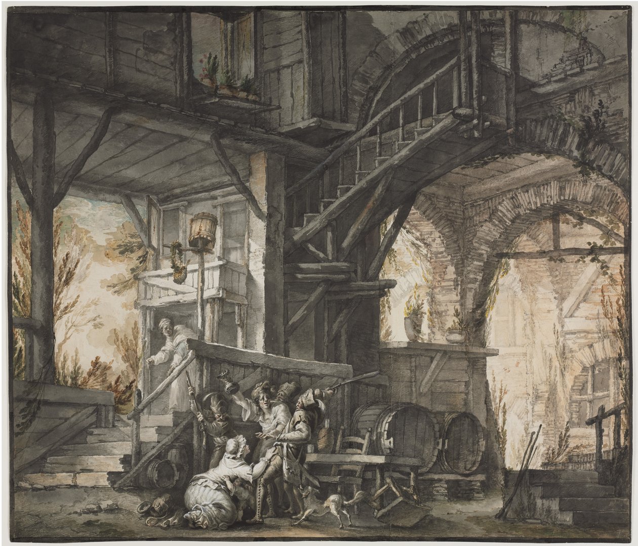 Teatterikohtaus, c. 1775-1776. tekijältä Giovanni David