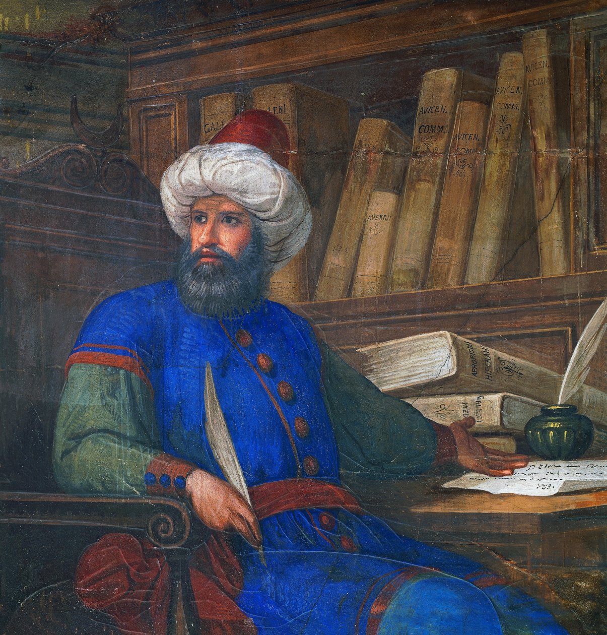 Muotokuva Andrea Alpagosta (1450-1522), lääkäri ja filosofi, fresko Giovanni De Min (1786-1859), kaupungintalo, Belluno, Veneto, Italia tekijältä Giovanni De Min