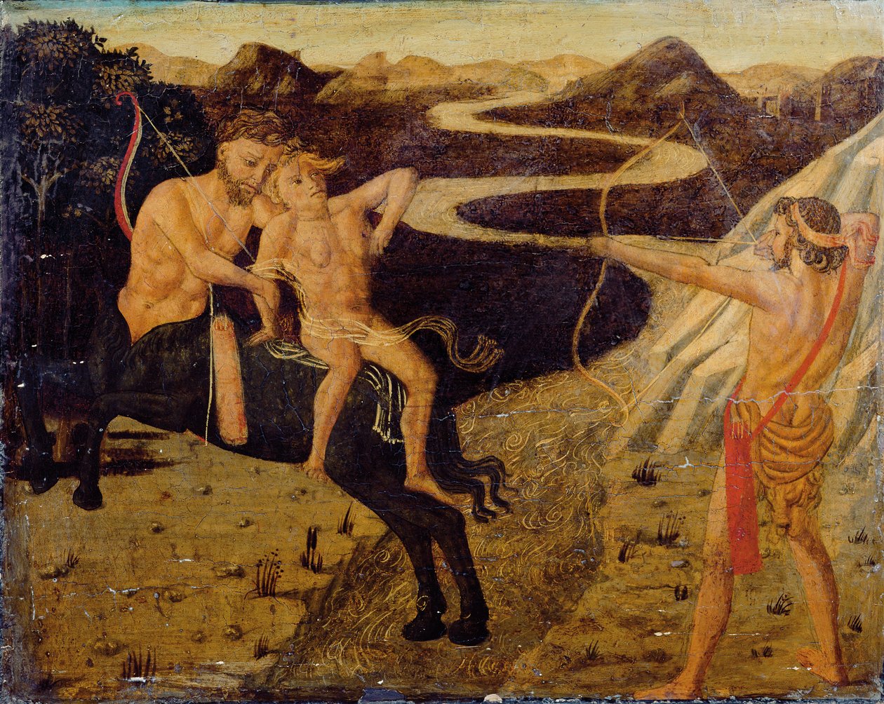 Cassone-paneeli: Hercules pelastaa Deianeiran Nessuksesta tekijältä Giovanni Di Ser Giovanni Guidi