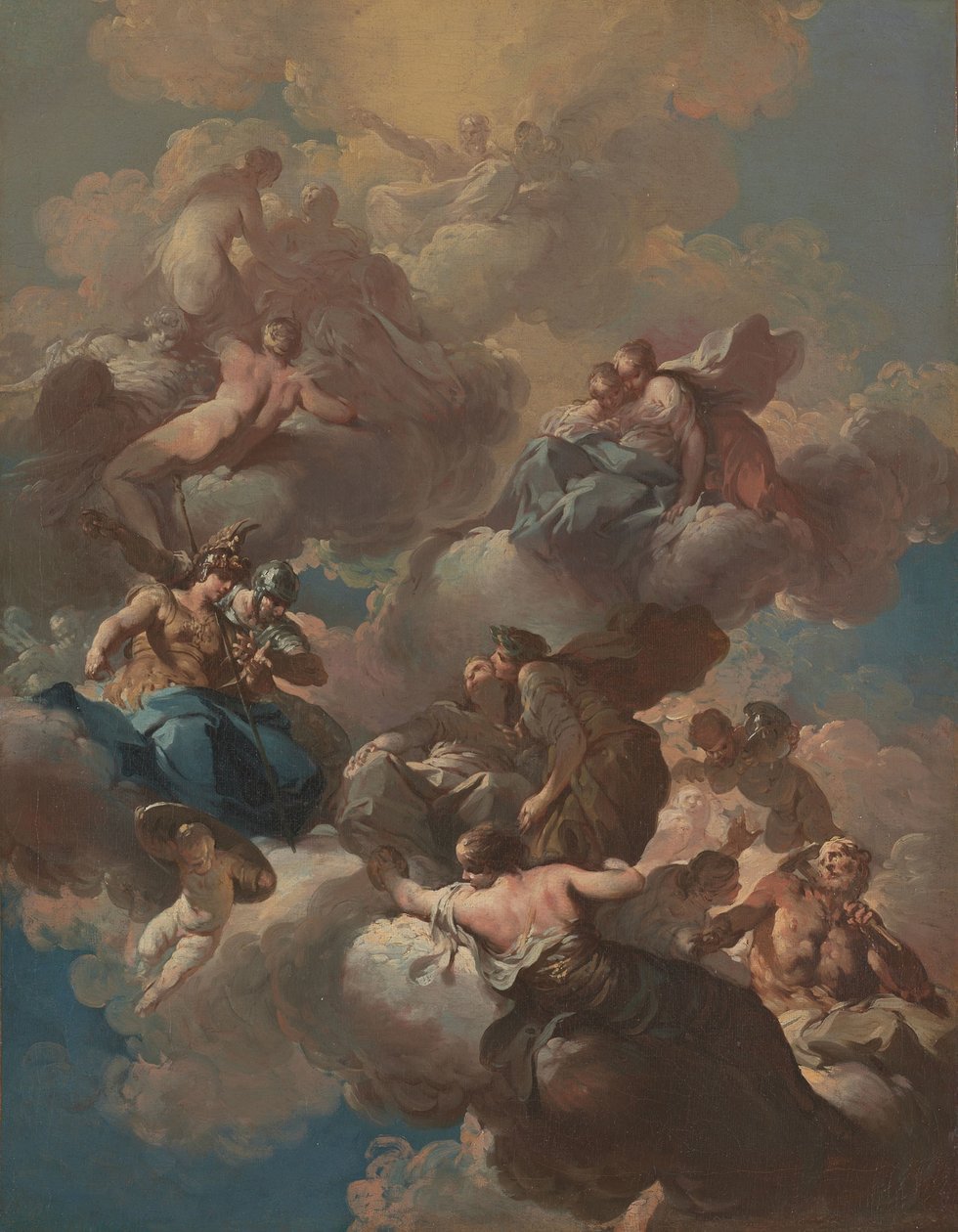 Luonnos kattofreskolle, n. 1740 (öljy kankaalle) tekijältä Giovanni Domenico Ferretti