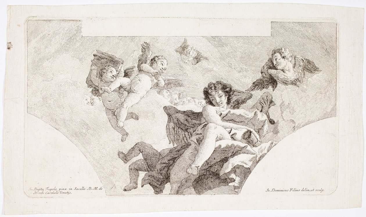Enkelit kantavat karmeliittien aneita tekijältä Giovanni Domenico Tiepolo