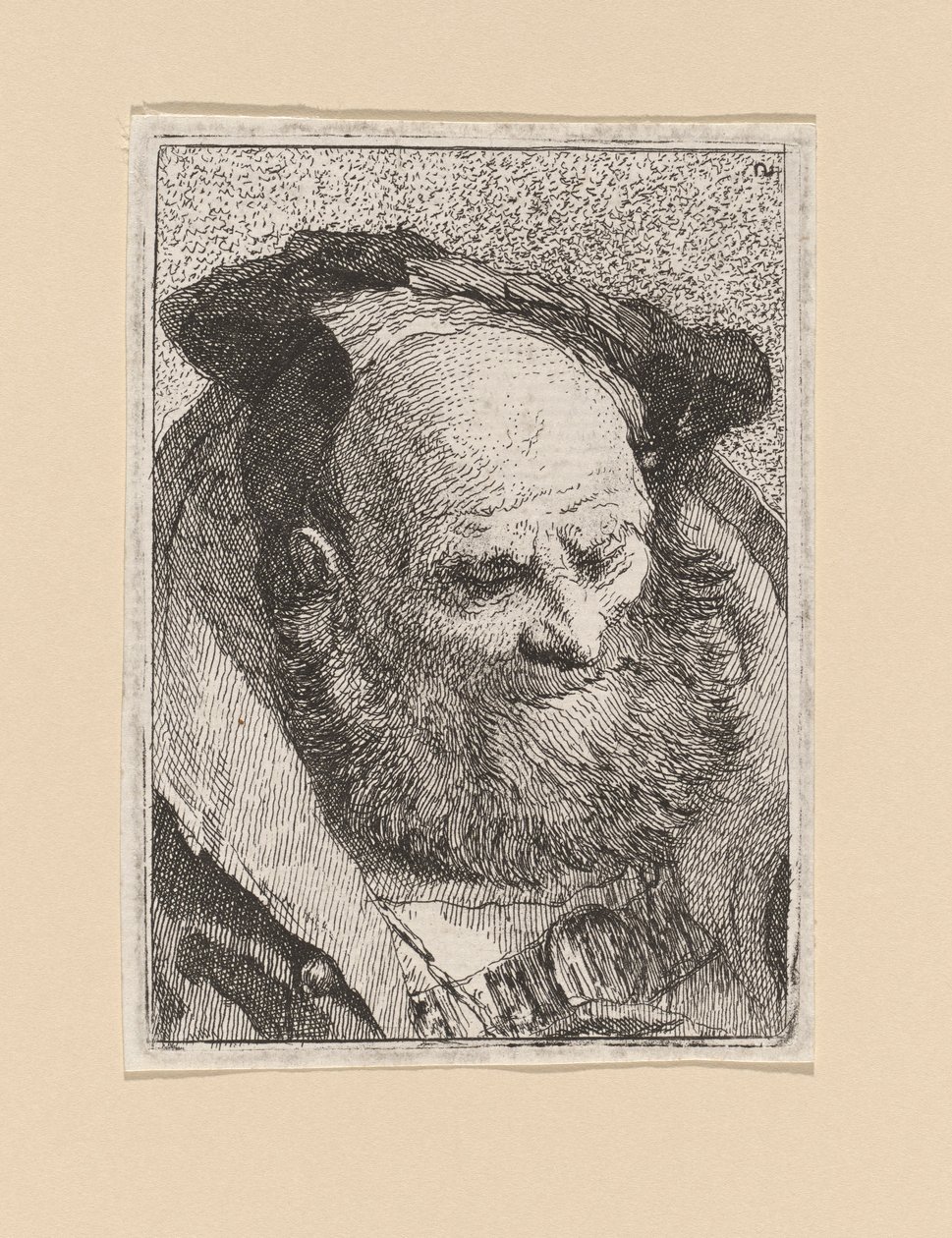 Parrakas vanha mies, Raccolta di Testestä (Pääkokoelma) tekijältä Giovanni Domenico Tiepolo