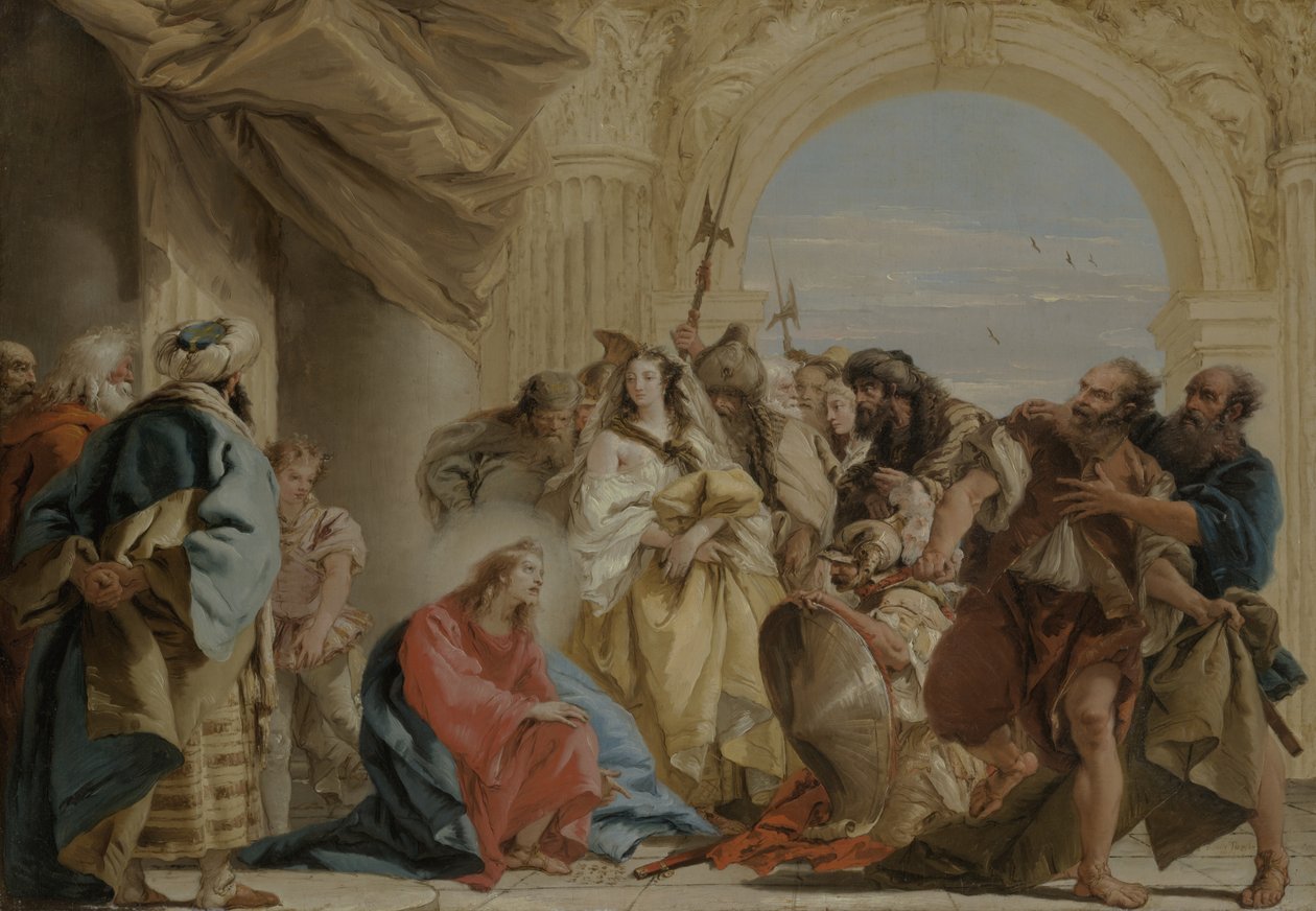 Kristus ja aviorikoksesta kiinni jäänyt nainen tekijältä Giovanni Domenico Tiepolo