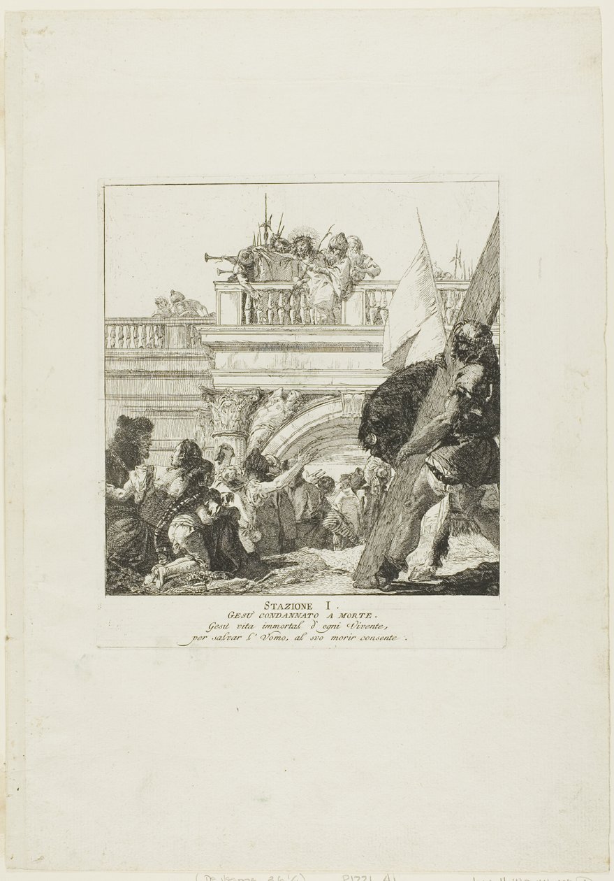 Kristus on tuomittu kuolemaan, levy yksi Ristin vaiheista tekijältä Giovanni Domenico Tiepolo