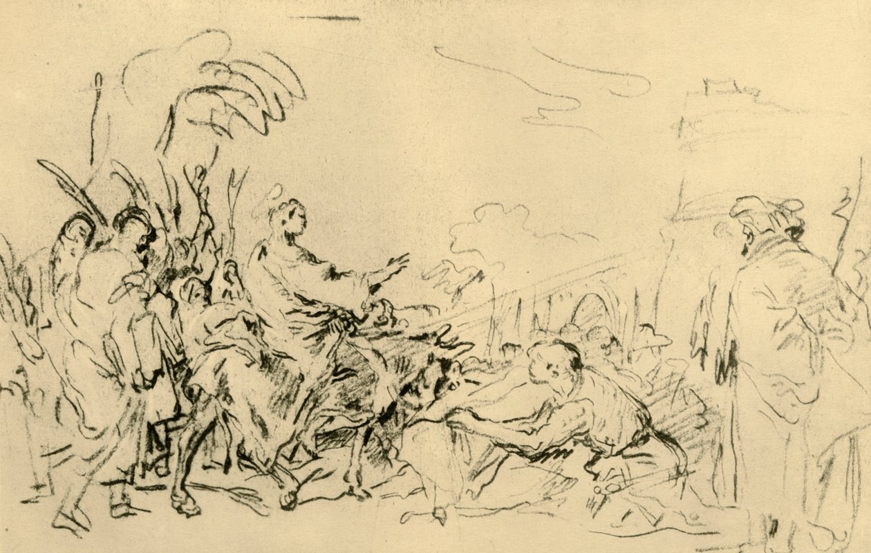 Kristuksen tulo Jerusalemiin, c1759, 1928 tekijältä Giovanni Domenico Tiepolo