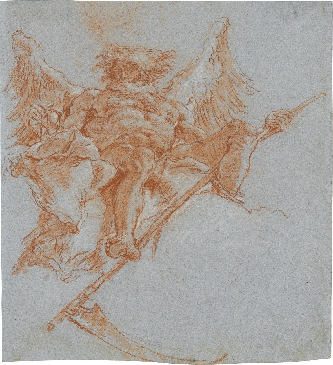 Kronos pilvillä; kääntöpuoli: vaatetutkielma tekijältä Giovanni Domenico Tiepolo
