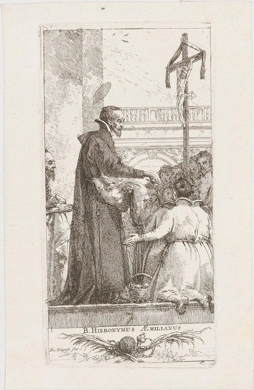 Pyhä Hieronymus Æmilianus jakaa almuja tekijältä Giovanni Domenico Tiepolo