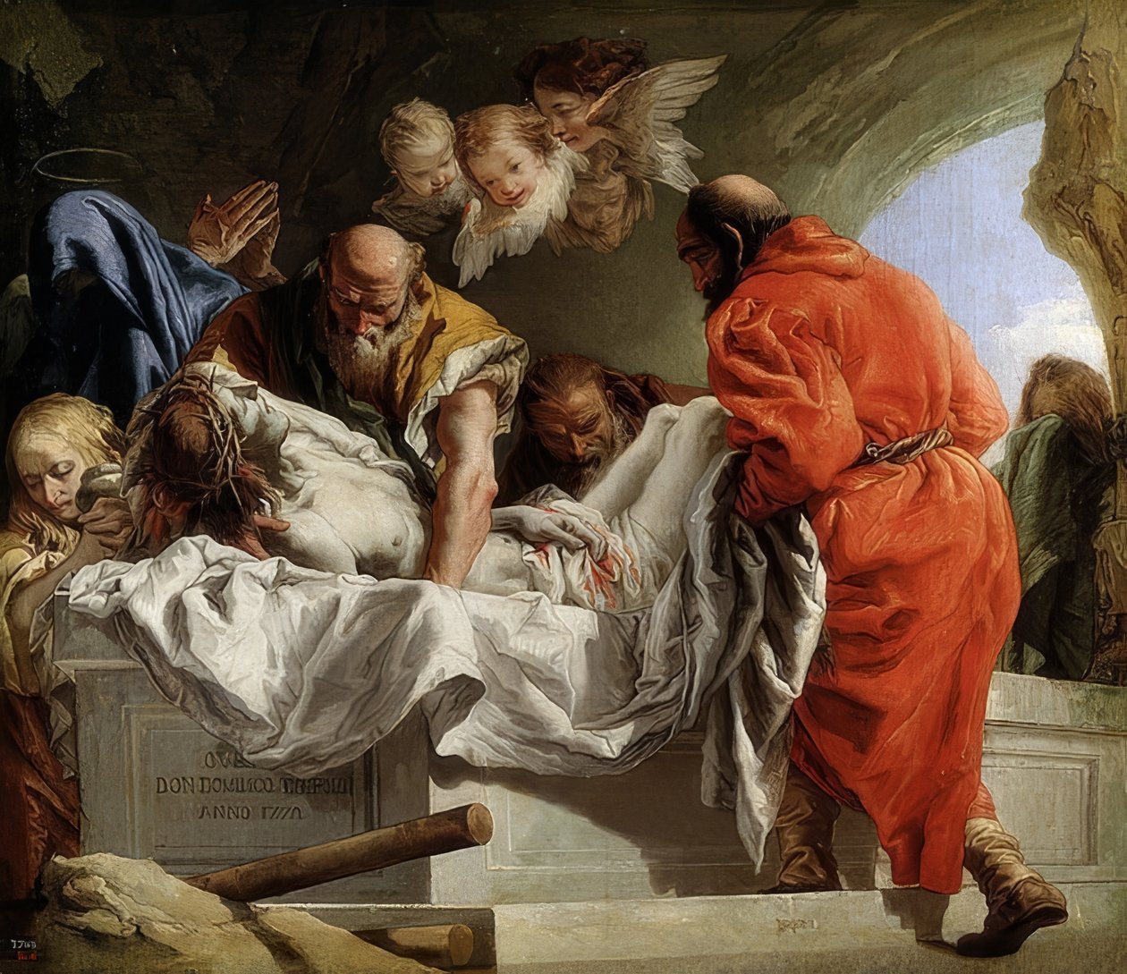 Kristuksen hautaus. 1772 tekijältä Giovanni Domenico Tiepolo