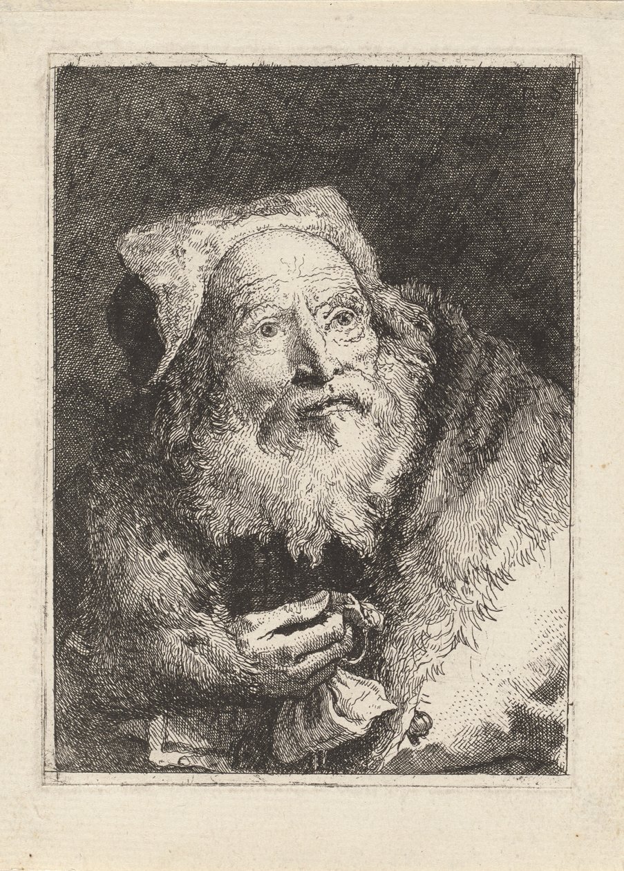 Vanhempi mies, jolla on rannekoru, Raccolta di Testestä (Pääkokoelma) tekijältä Giovanni Domenico Tiepolo