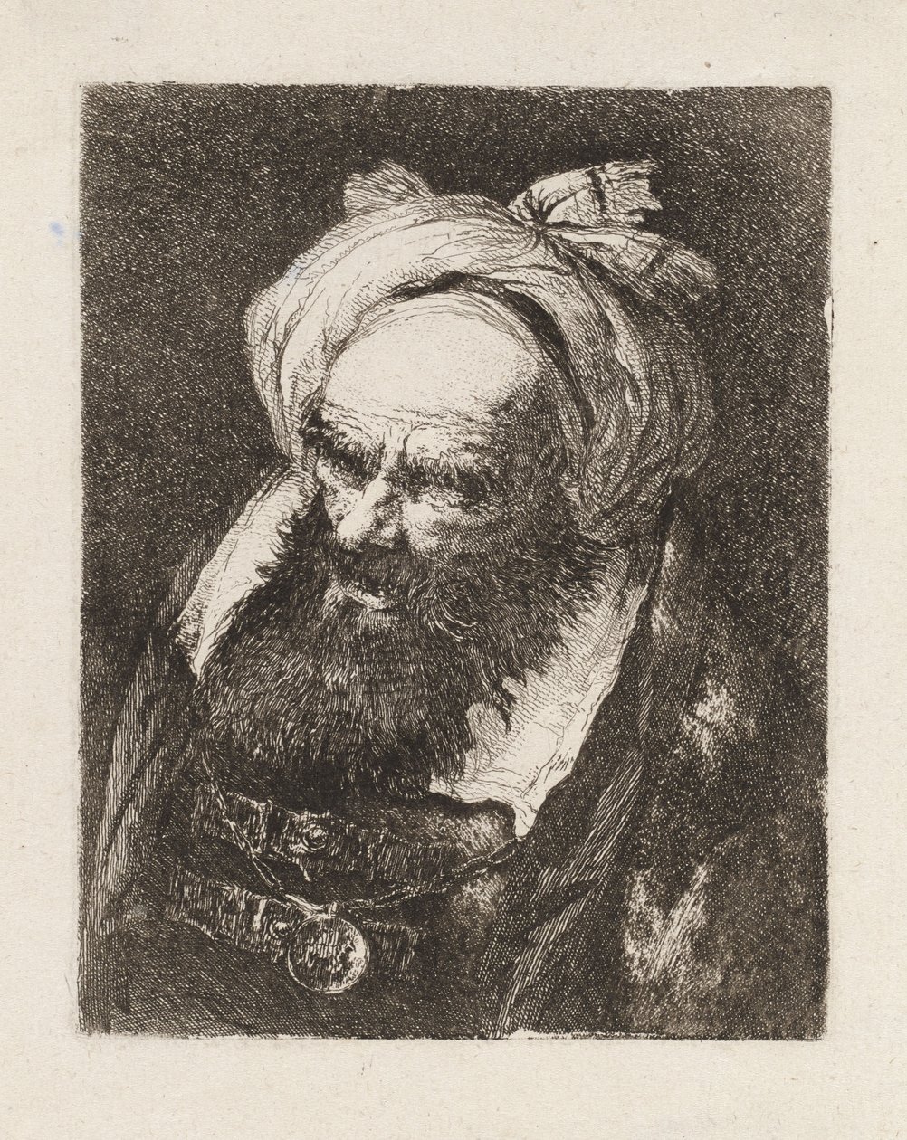 Turbanipäinen vanha mies, teoksesta Raccolta di Teste (Päiden kokoelma) tekijältä Giovanni Domenico Tiepolo