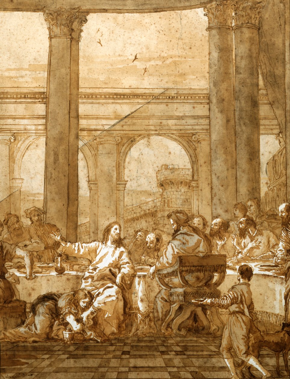 Juhla Simonin talossa, 1700-luvun alussa tekijältä Giovanni Domenico Tiepolo