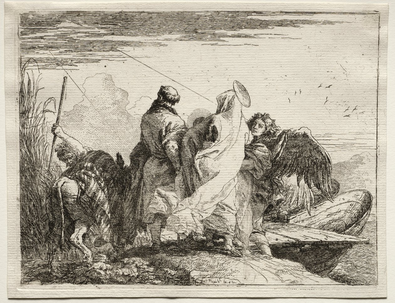 Lento Egyptiin: Pyhä perhe lähtee rannalta tekijältä Giovanni Domenico Tiepolo
