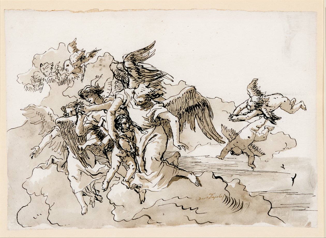 Lentävät enkelit ja putit tekijältä Giovanni Domenico Tiepolo