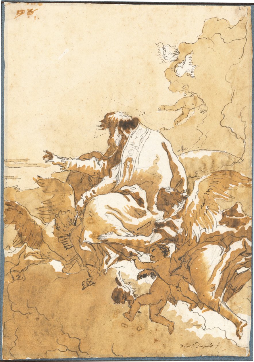 Isä Jumala istuu pilvissä enkelien ja putin ympäröimänä tekijältä Giovanni Domenico Tiepolo