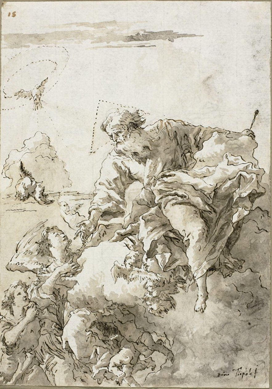 Isä Jumala, jota tukevat Enkelit pilvissä, I tekijältä Giovanni Domenico Tiepolo