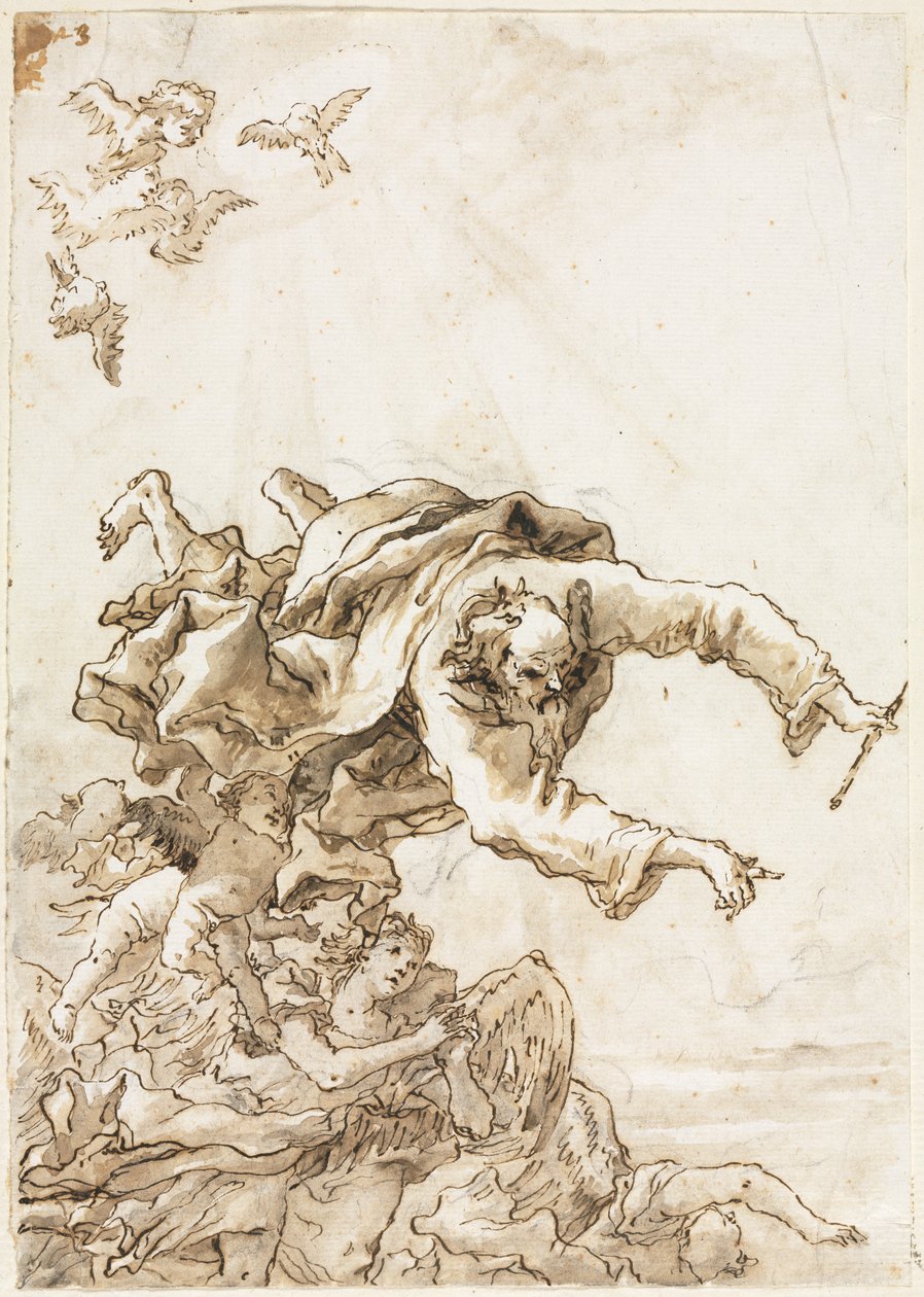 Isä Jumala enkelien ja kerubien kanssa, 1758 tai sen jälkeen. tekijältä Giovanni Domenico Tiepolo