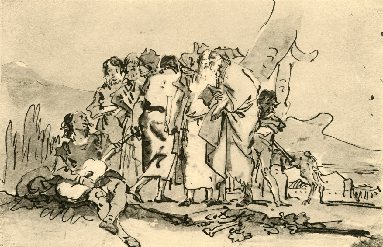 Vanhojen ja nuorten miesten ryhmä, 1700-luvun puoliväli, loppu, 1928 tekijältä Giovanni Domenico Tiepolo