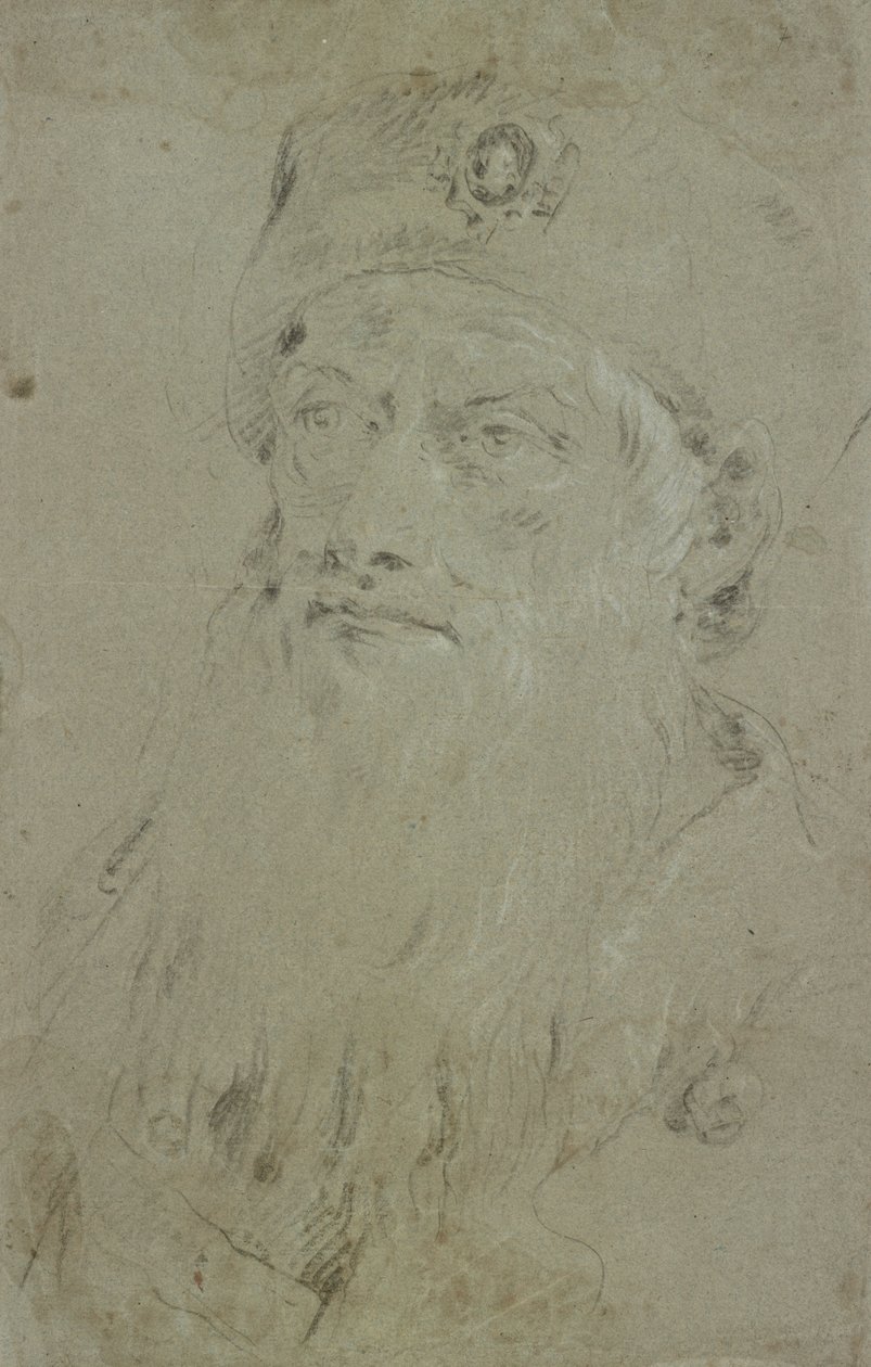 Parrakas itämaisen miehen pää tekijältä Giovanni Domenico Tiepolo