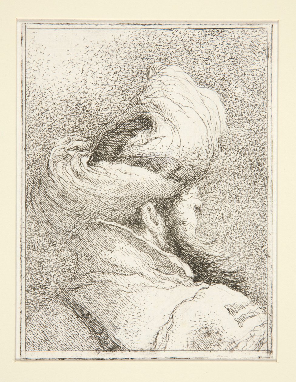 Turkkilaisen pää, sarjasta Raccolta di Teste, Libro Secondo (Pääkokoelma, toinen kirja) tekijältä Giovanni Domenico Tiepolo