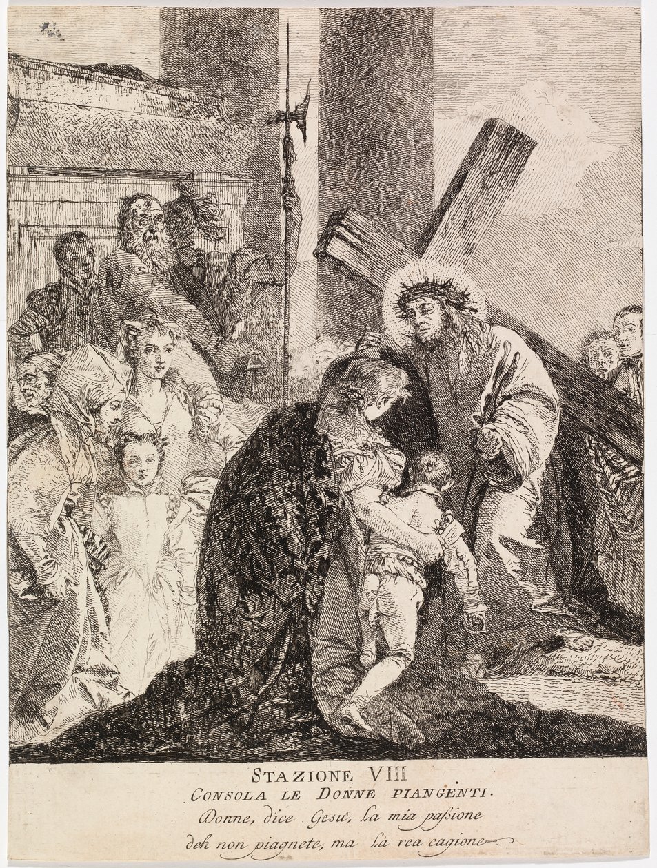 Jeesus lohduttaa Jerusalemin itkeviä naisia tekijältä Giovanni Domenico Tiepolo