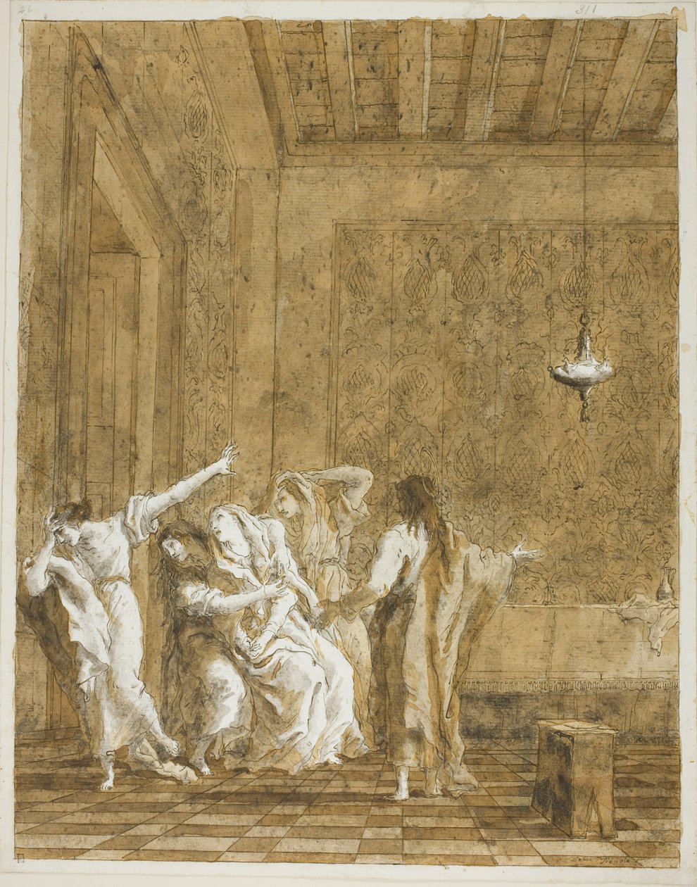 Jeesus Jairuksen talossa tekijältä Giovanni Domenico Tiepolo