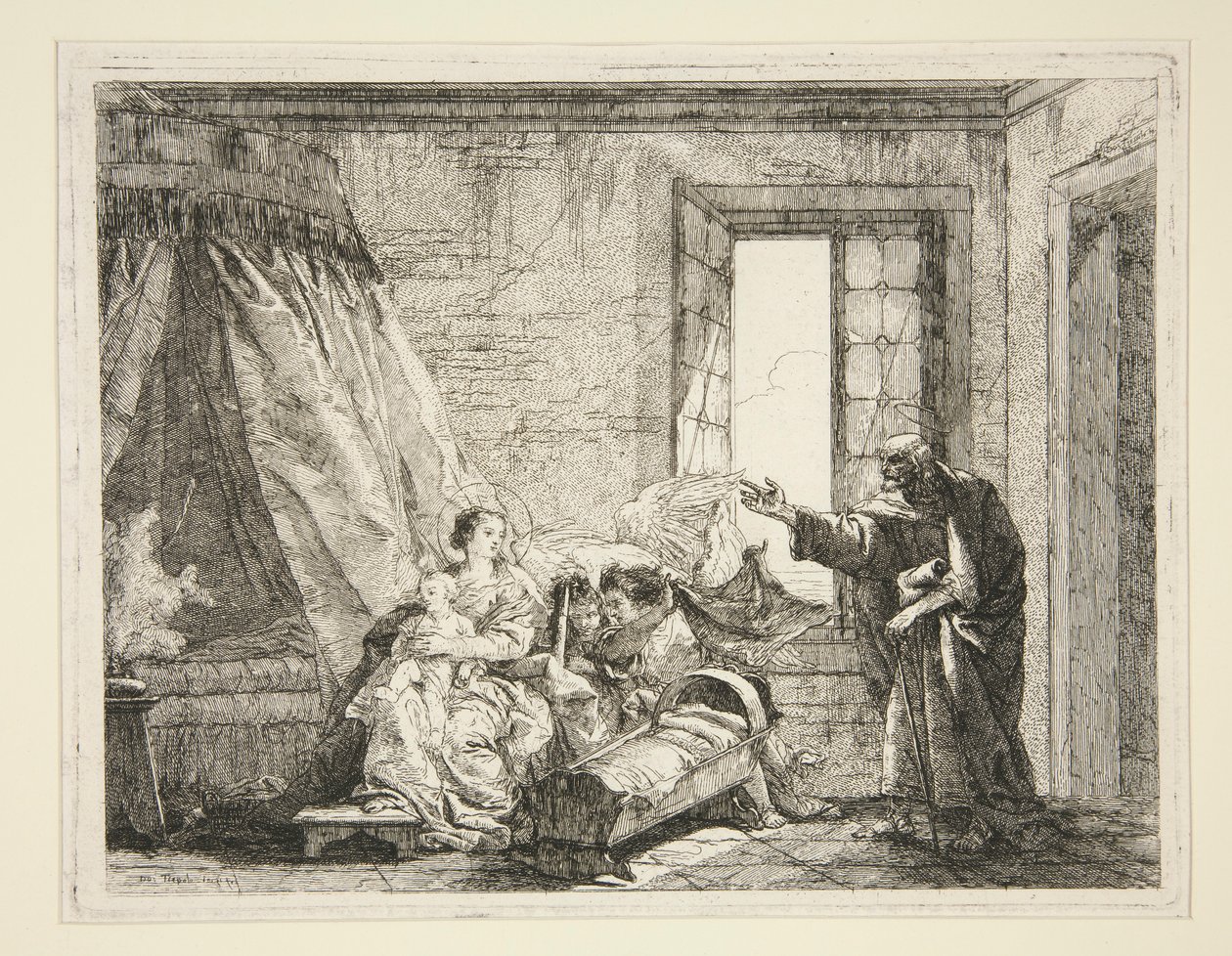 Joosef ilmoittaa Marialle lähtökäskyn sarjasta Idee pittoresche sopra la fuga in Egitto (lento Egyptiin) tekijältä Giovanni Domenico Tiepolo