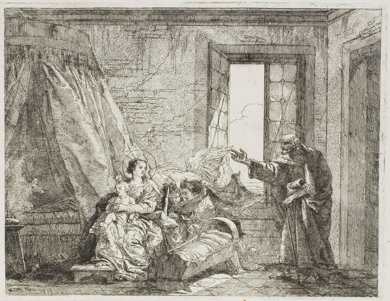 Joosef kertoo Marialle heidän tulevasta lähtöstään, levy neljä kappaleesta Lento Egyptiin tekijältä Giovanni Domenico Tiepolo